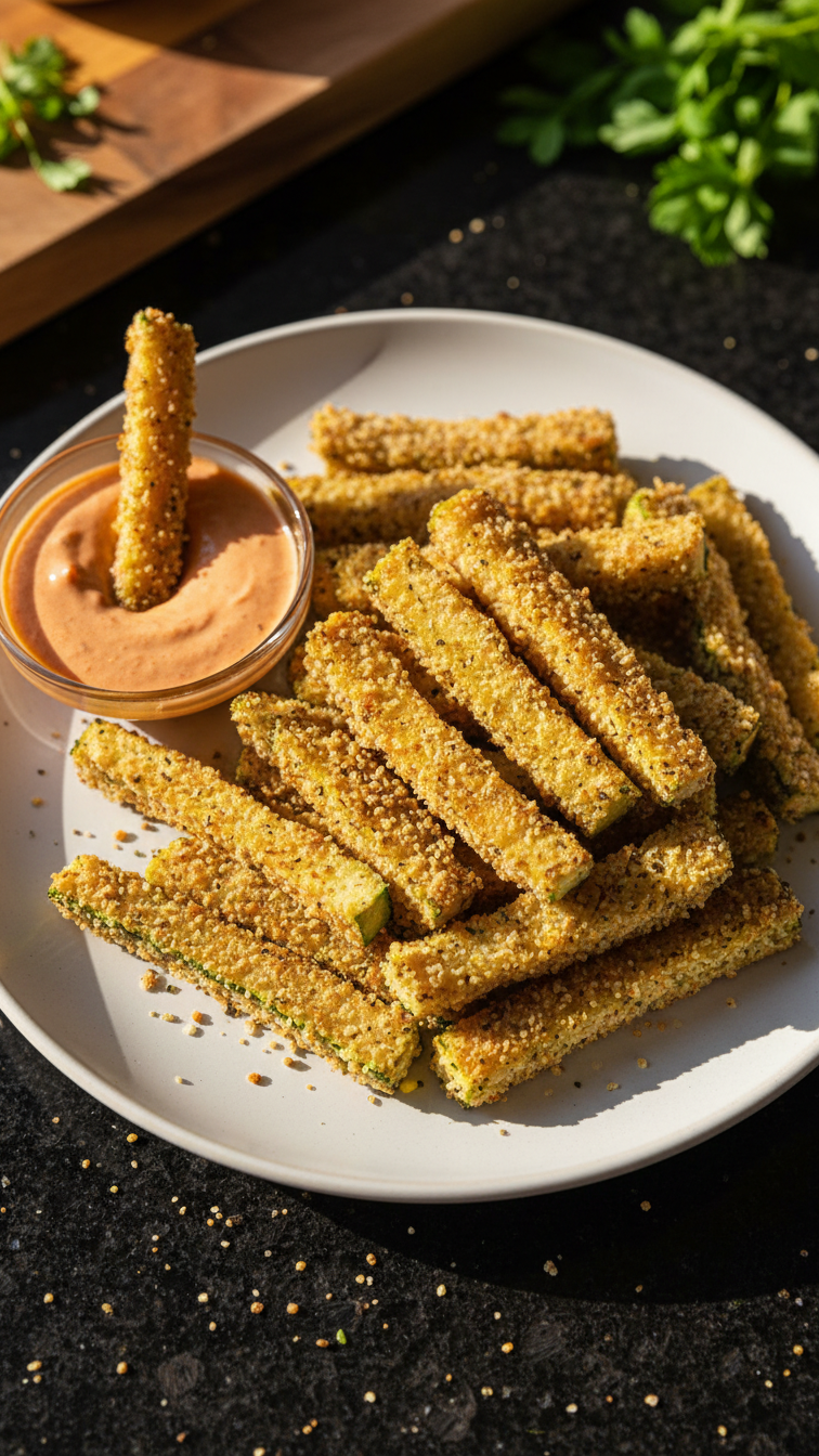 Perfectly Crunchy Baked Zucchini Fries