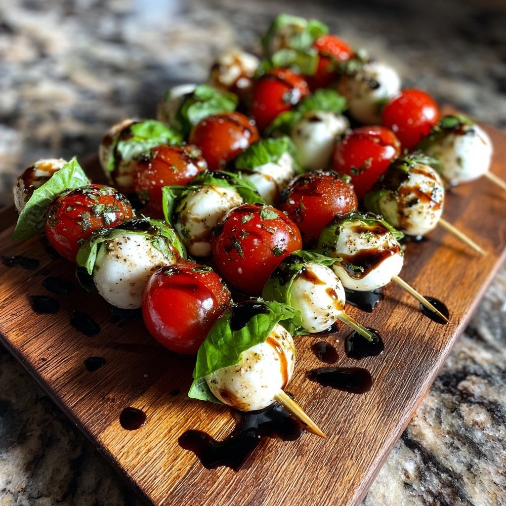 Mini Caprese Skewers with Balsamic Drizzle