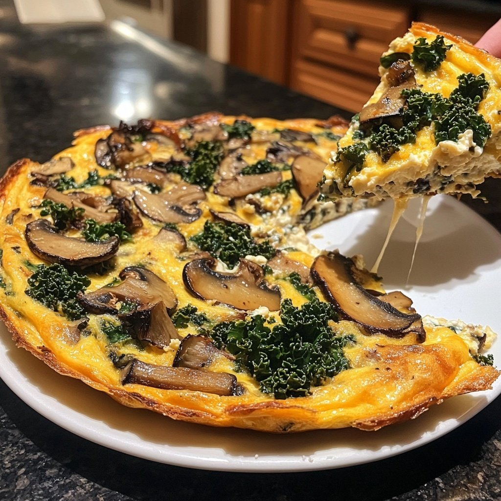 Mushroom Frittata with Asiago and Kale