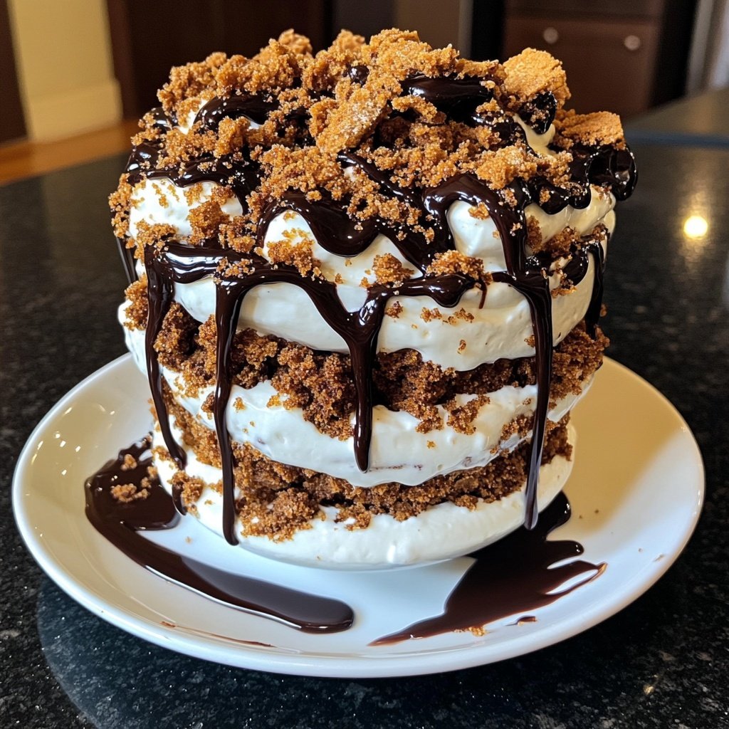 Gingerbread Parfait with Chocolate Sauce