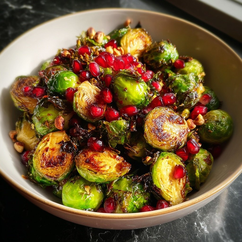 Brussels Sprouts with Pomegranate Hazelnuts