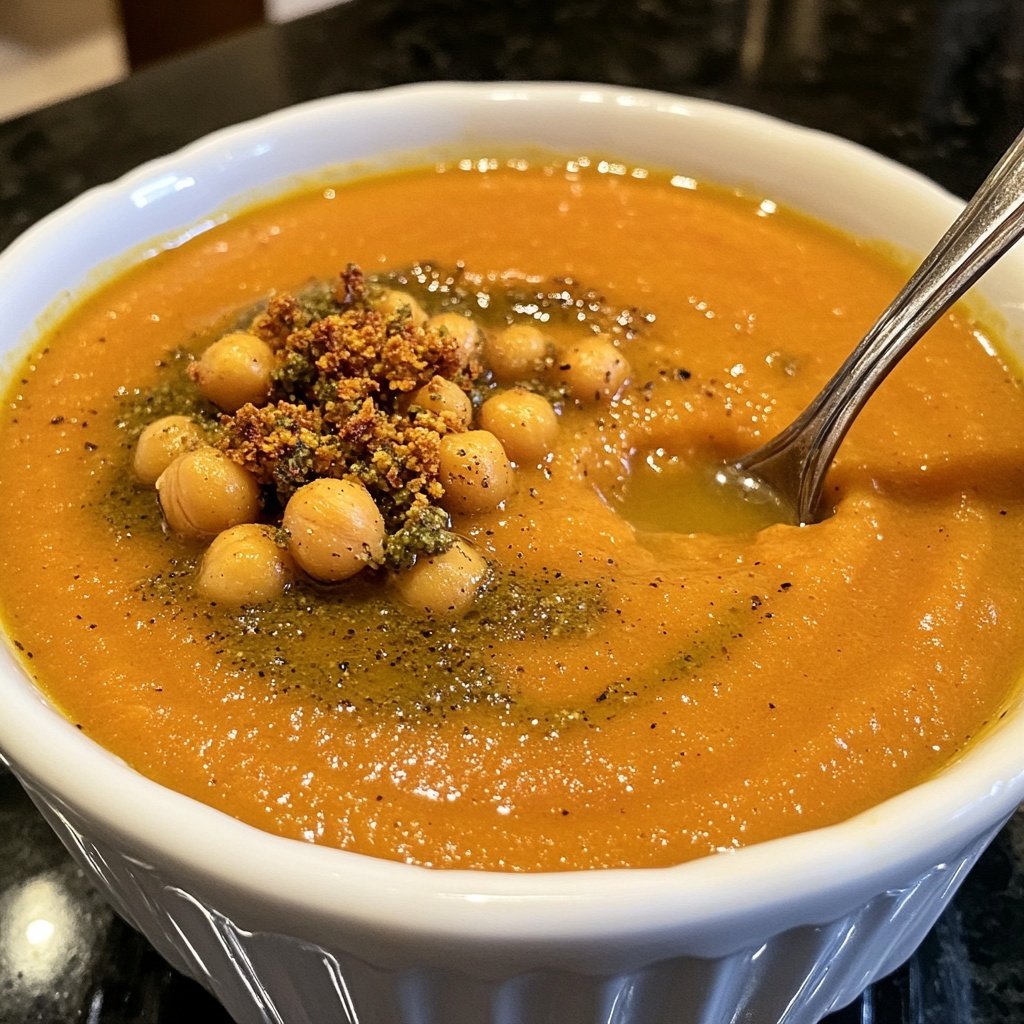 Roasted Carrot Soup with Za'atar and Chickpeas