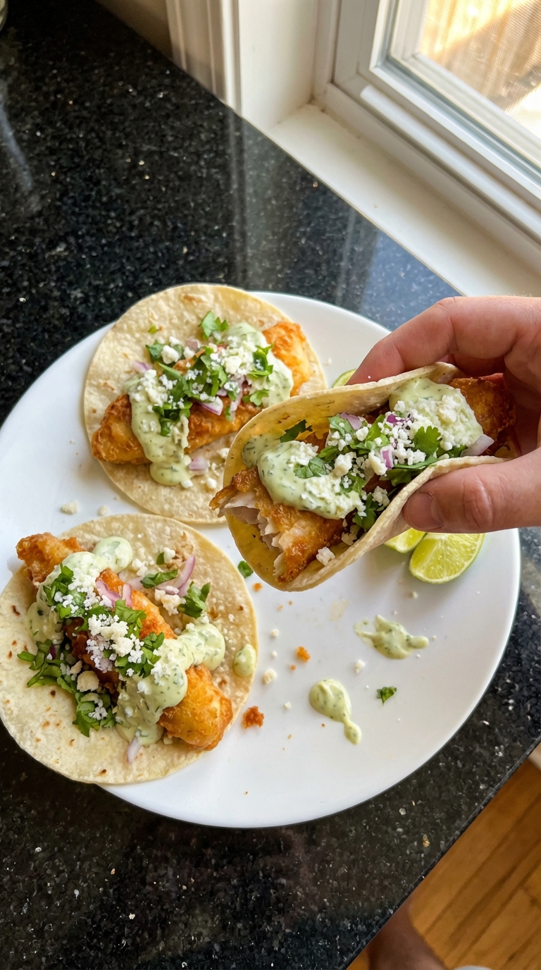 Cilantro Lime Aioli Fish Tacos