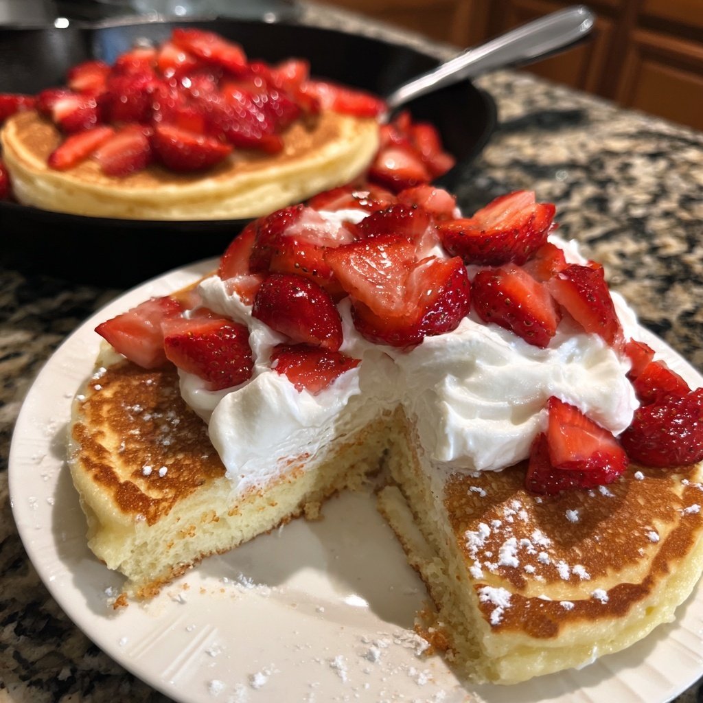 Strawberry Ricotta Pancakes with Whipped Cream​
