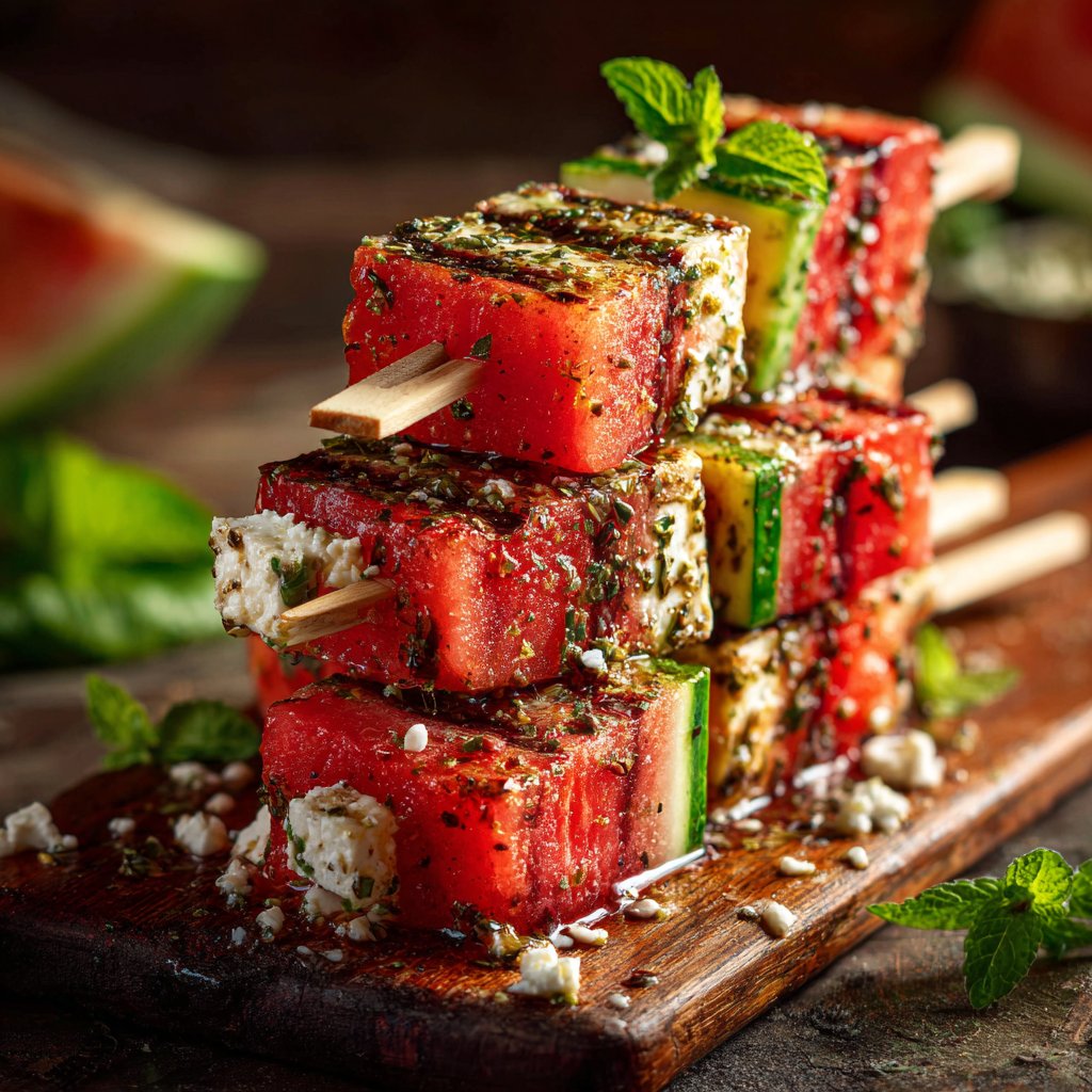 Tangy Watermelon Feta Skewers