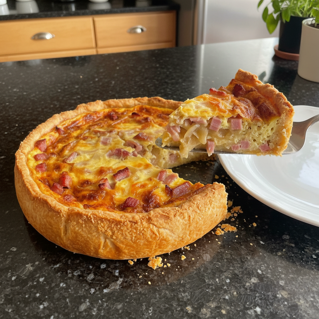 Caramelized Onion and Ham Quiche