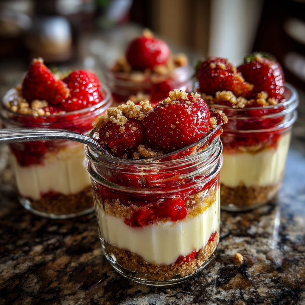 Mini Strawberry Cheesecake Jars