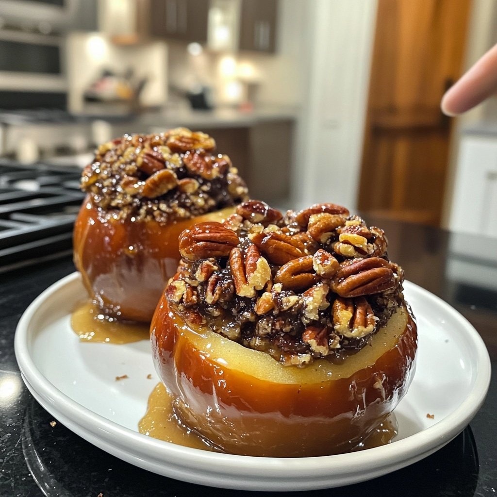 Festive Baked Apples with Marzipan and Pecans