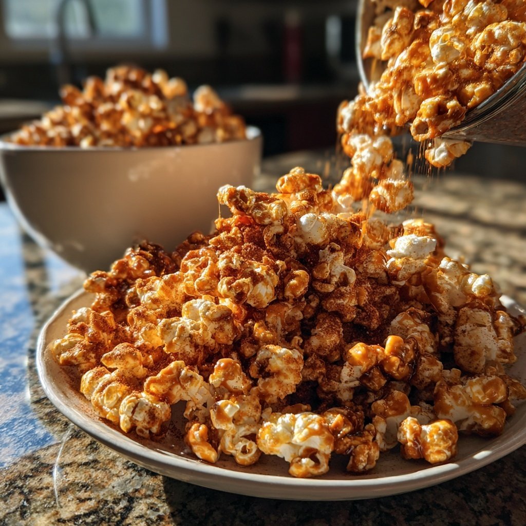 Spicy Caramel Popcorn with Cinnamon