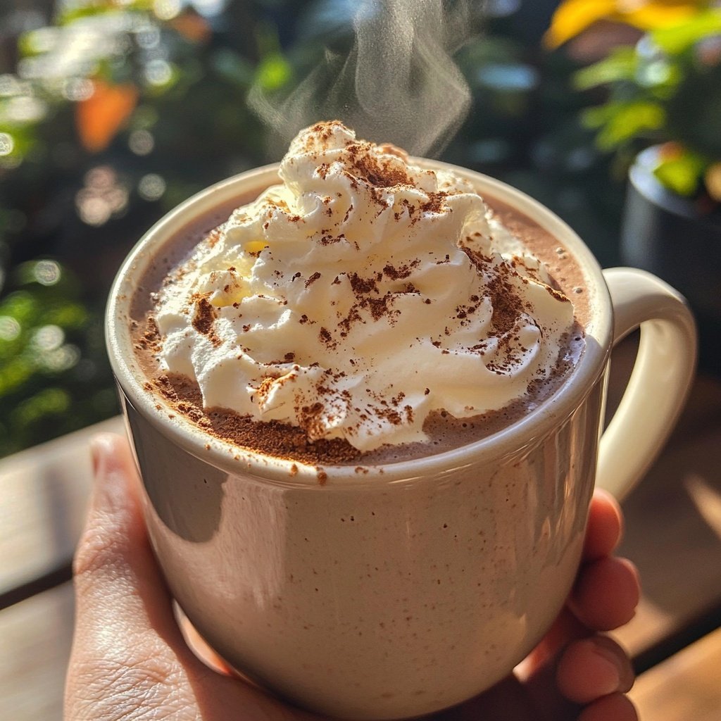 Hot Chocolate with Cinnamon, Vanilla and Whipped Cream