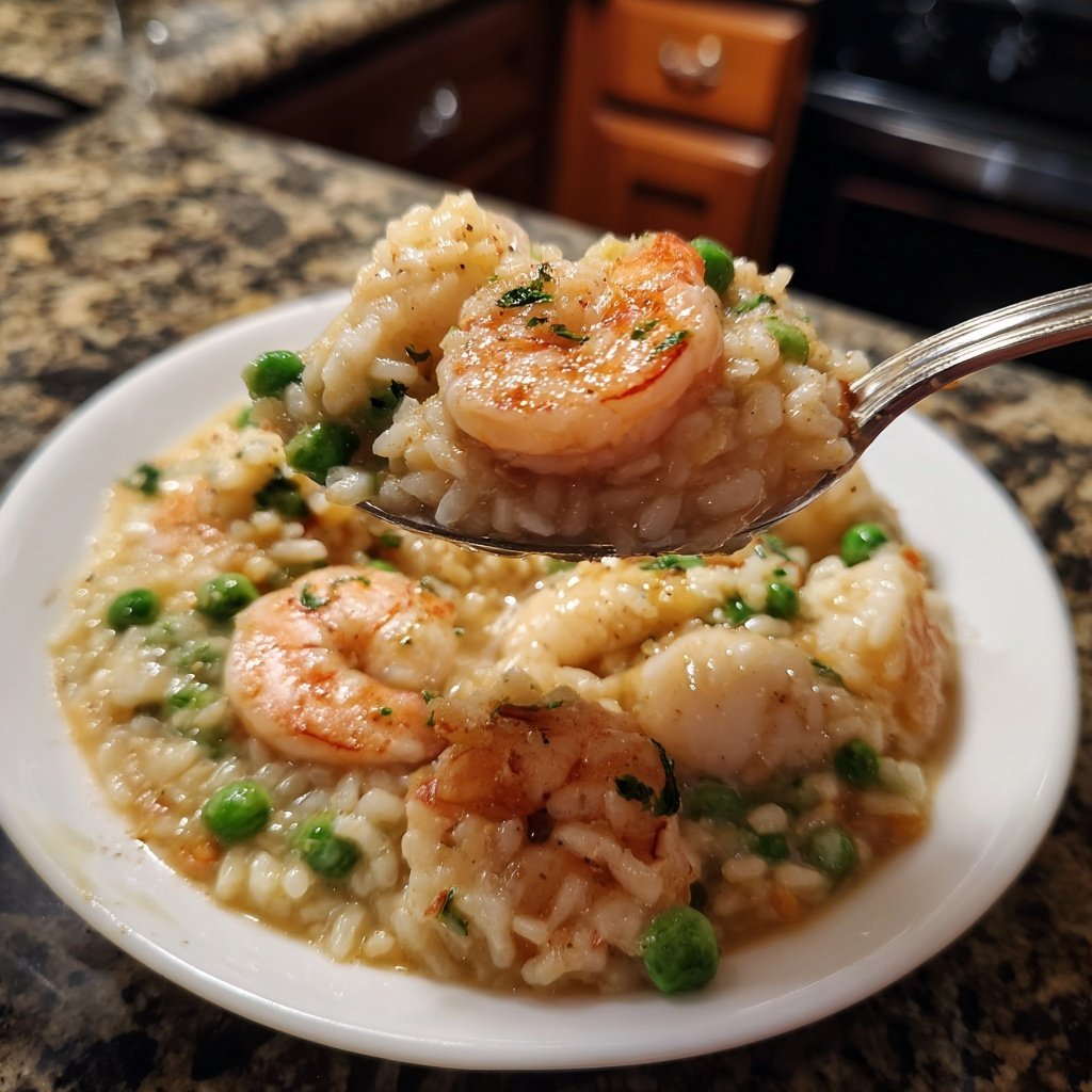 Seafood Risotto with Peas