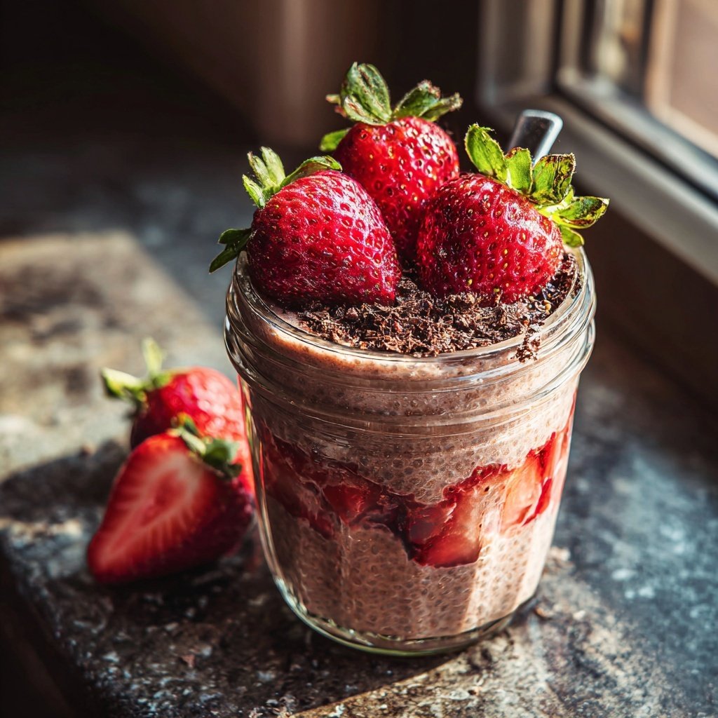 Chocolate-Covered Strawberry Chia Pudding