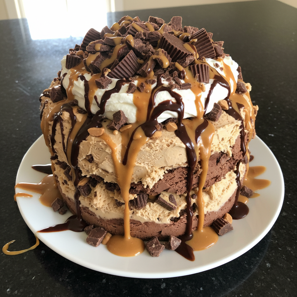 Luscious Reese's Ice Cream Cake